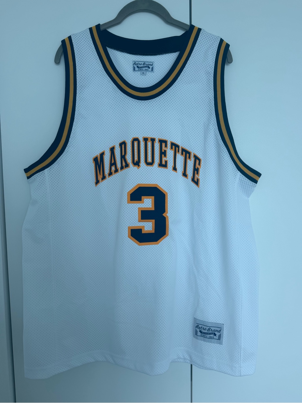 Dwyane Wade Marquette White Navy Gold Basketball Jersey 3